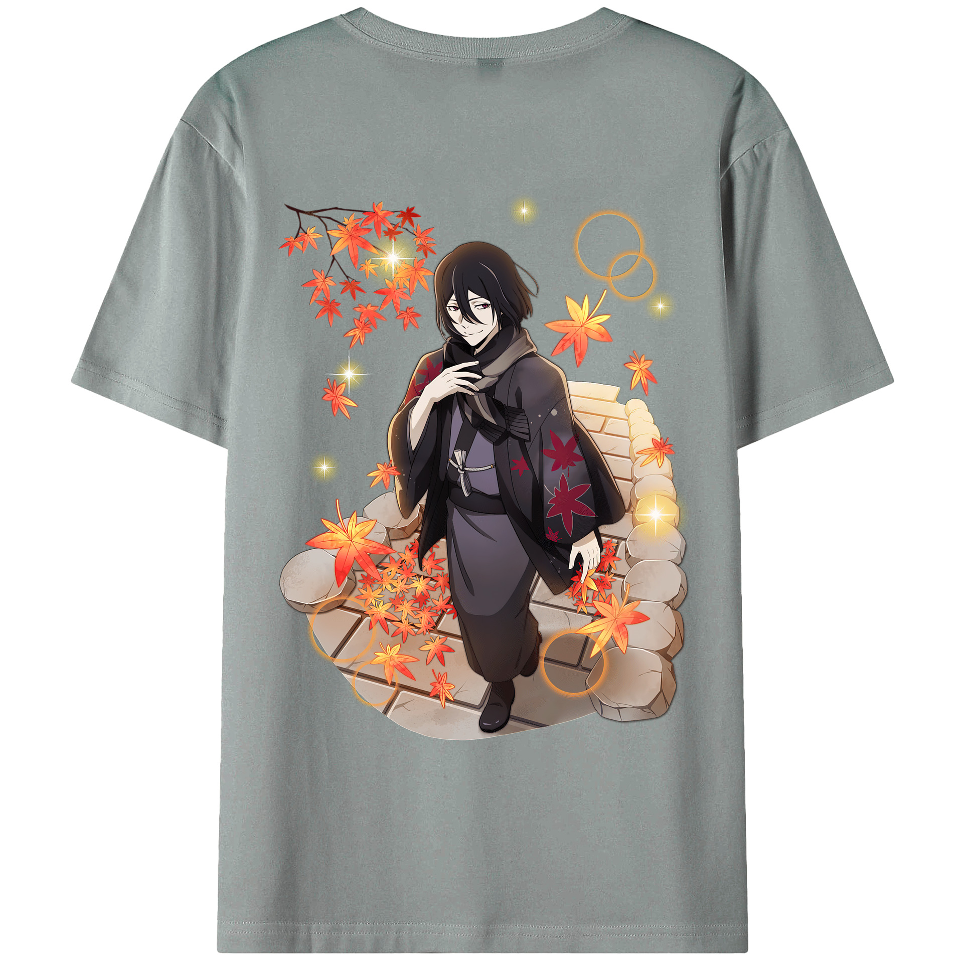 （画像用） 文豪ストレイドッグス Bungo Stray Dogs 綿100％ メンズ半袖Tシャツ（バックプリント） 通気性